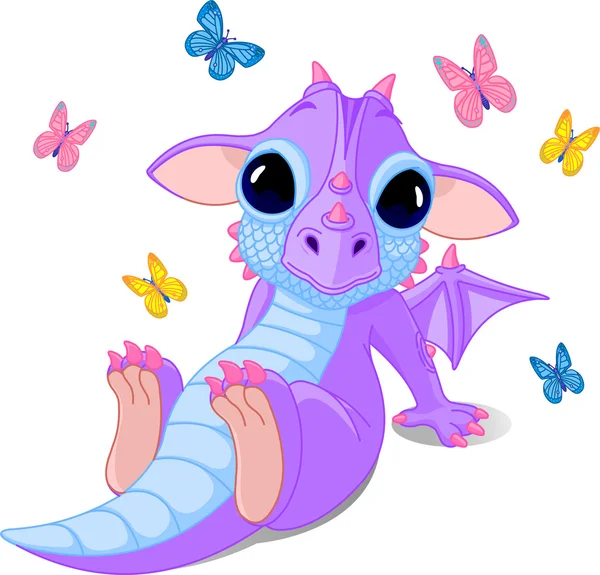 Mignon bébé dragon assis — Image vectorielle