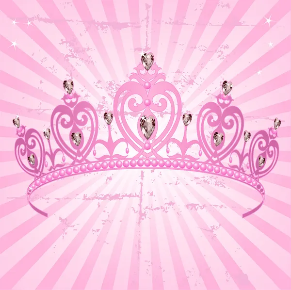 Prinses kroon op radiale achtergrond — Stockvector