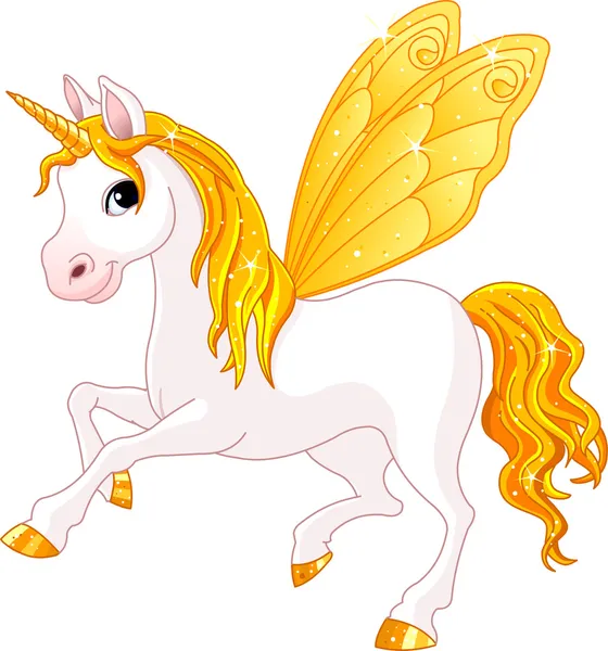 Νεράιδα ουρά κίτρινο άλογο — Διανυσματικό Αρχείο