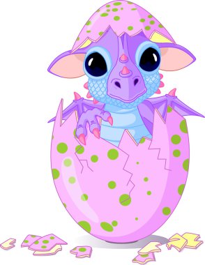 Baby dragon hatched from one egg clipart