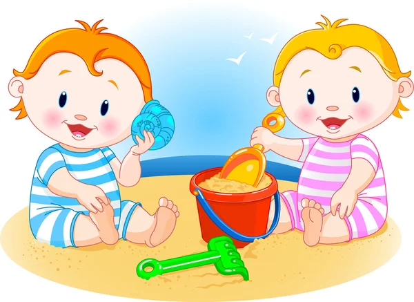 Τα μωρά στην παραλία — Διανυσματικό Αρχείο