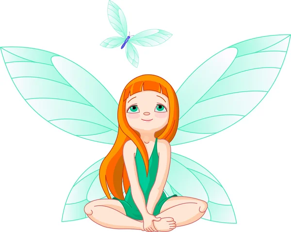 Fairy har påpekat för flygande fjäril — Stock vektor