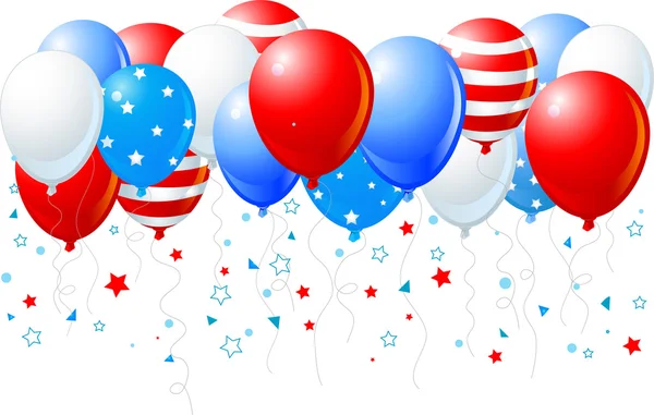 4 Temmuz kadar uçan renkli balonlar — Stok Vektör