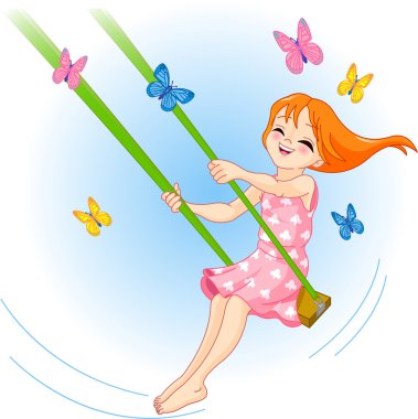 The lovely girl on a swing clipart