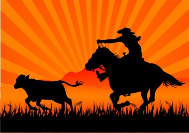 Riding cowboy clipart