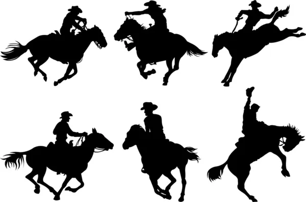 Cowboys silhouettes — Stock Vector
