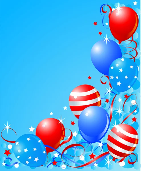 Luftballonkarte für den 4. Juli — Stockvektor
