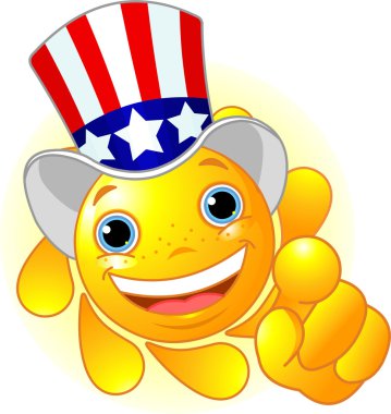 Uncle Sam Sun pointing clipart