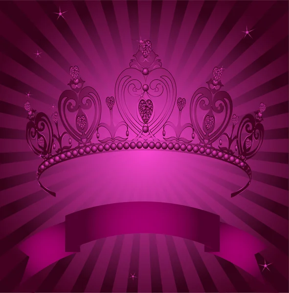 Princesse Couronne sur fond radial — Image vectorielle