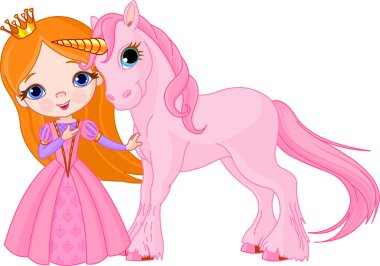 Beautiful princess and unicorn clipart