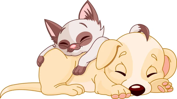 Puppy and Kitten — Stock Vector