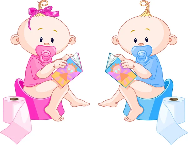Bebeklerin tuvalet eğitimi — Stok Vektör