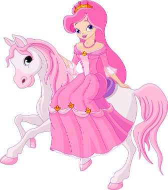 Princess riding horse clipart