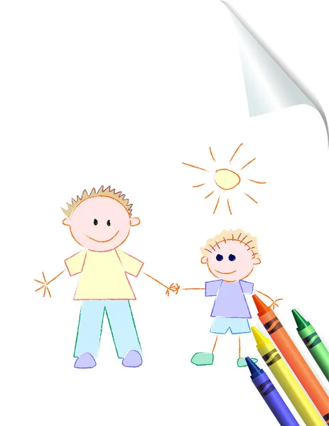 Otec a syn dítěte kresba — Stockový vektor