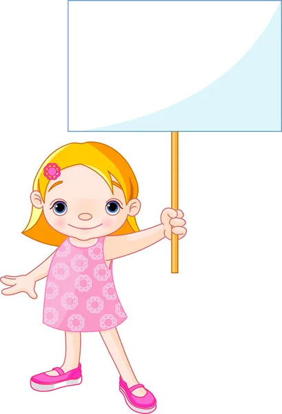 Girl holding a blank sign — Stock Vector