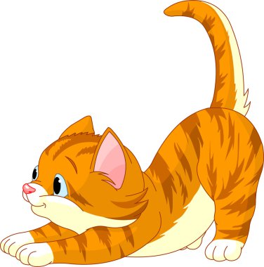 Cute red hair Cat stretching clipart