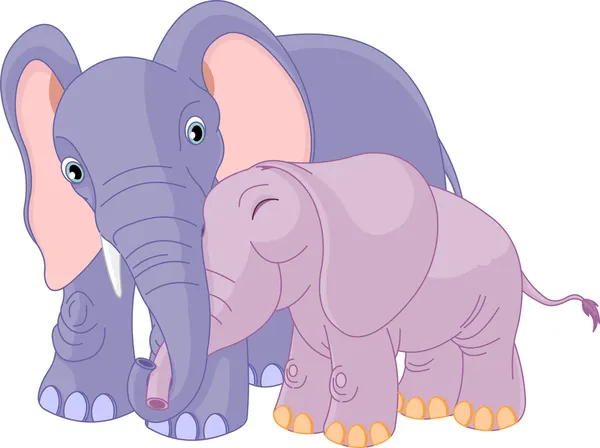 Otec slon s mládětem — Stockový vektor
