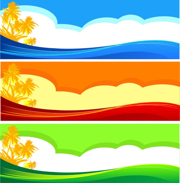 Banderas de vacaciones de verano — Vector de stock