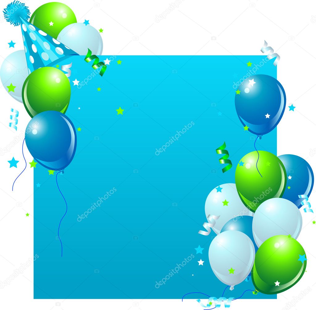Blue birthday background with balloons eps vector  UIDownload
