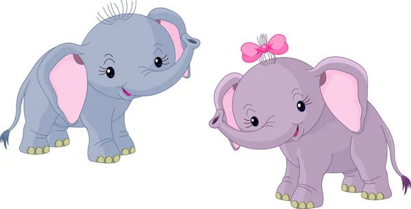 Dos bebés elefantes — Vector de stock