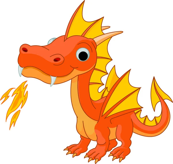 Карикатурный огненный дракон — стоковый вектор