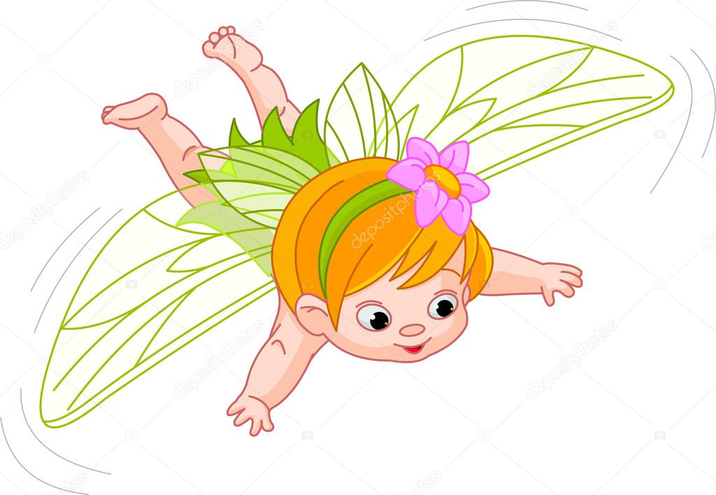 Baby fairy in flight