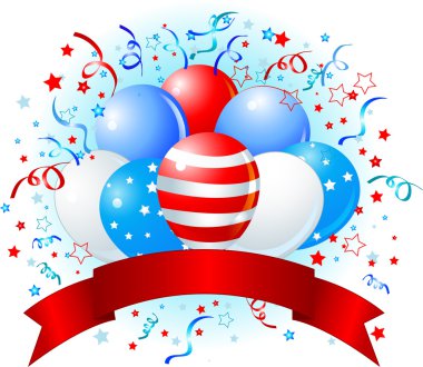 American flag balloons design clipart