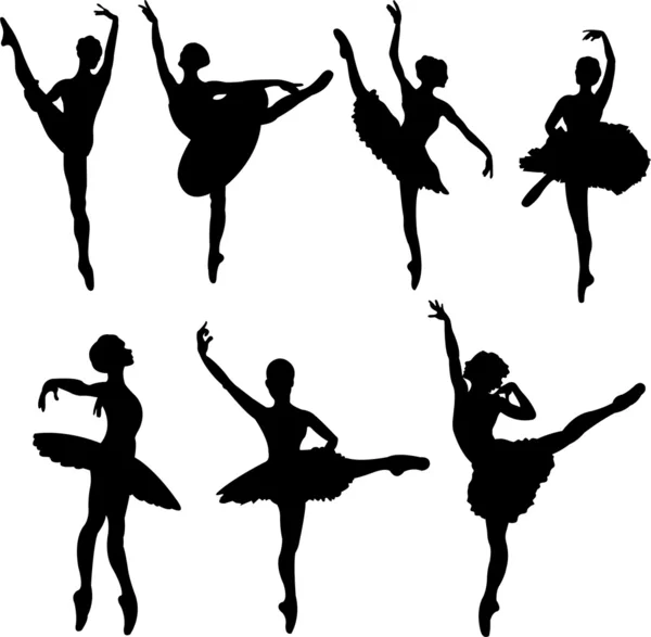 Bale dansçıları silhouettes — Stok Vektör