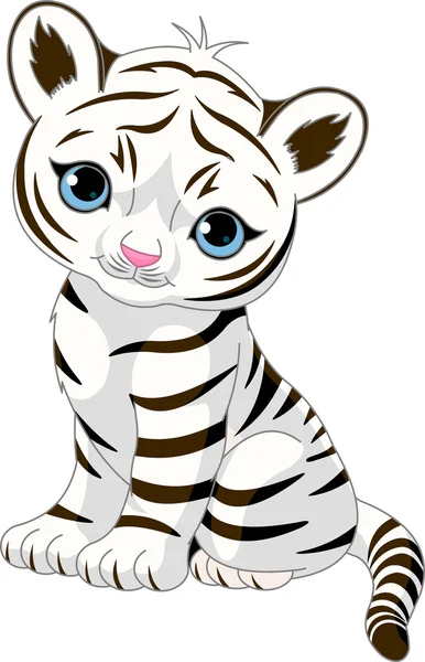 Cute white tiger cub — Stock Vector