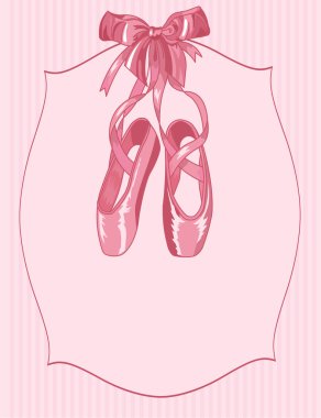 Ballet slippers on stripe background clipart