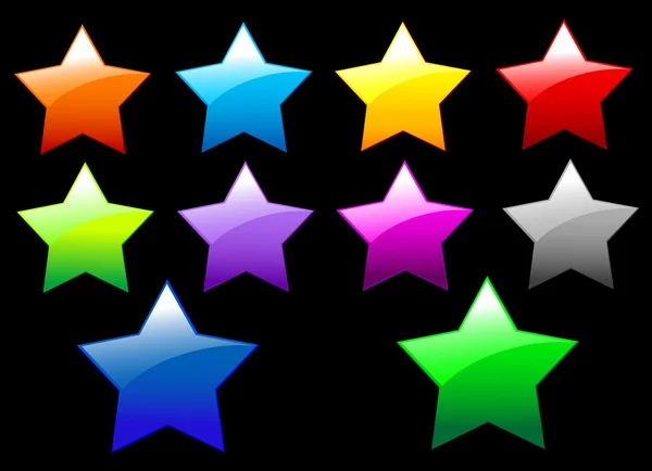 Egyszerű fényes csillag gombok — Stock Vector