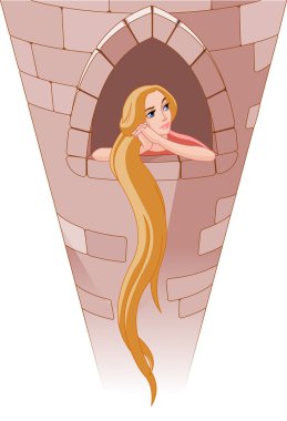 Princess Rapunzel in tower clipart