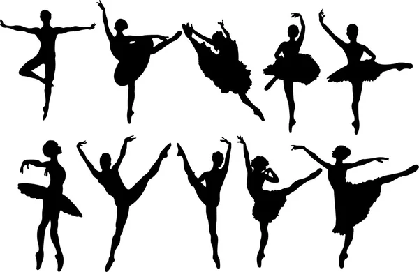 Ballet dansers silhouetten — Stockvector