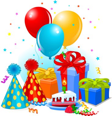 Birthday gifts and decoration clipart