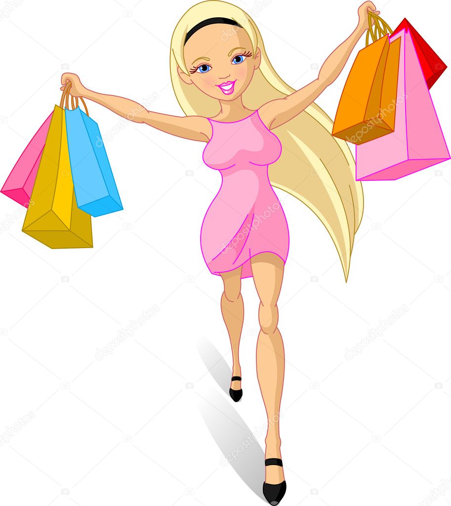 Clipart of a Happy Blond White Woman Using Her Smart Phone to Do Grocery  Shopping - Royalty Free Vector Illustration by BNP Design Studio #1276803