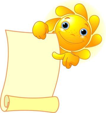 Sun shows a scroll clipart