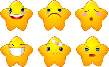 Set of smileys stars clipart