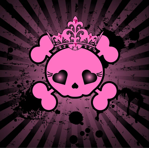 Cute Skull with crown — Stock Vector