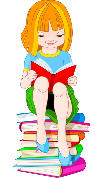 Mädchen lesen Buch — Stockvektor