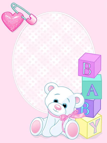 Carte d'arrivée bébé rose — Image vectorielle