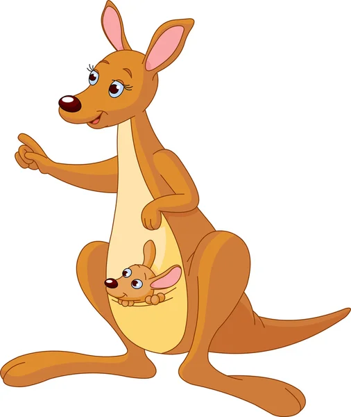 Zeichentrickkänguru und Joey — Stockvektor