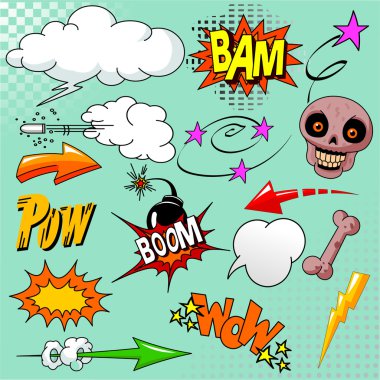 Set of comic elements clipart