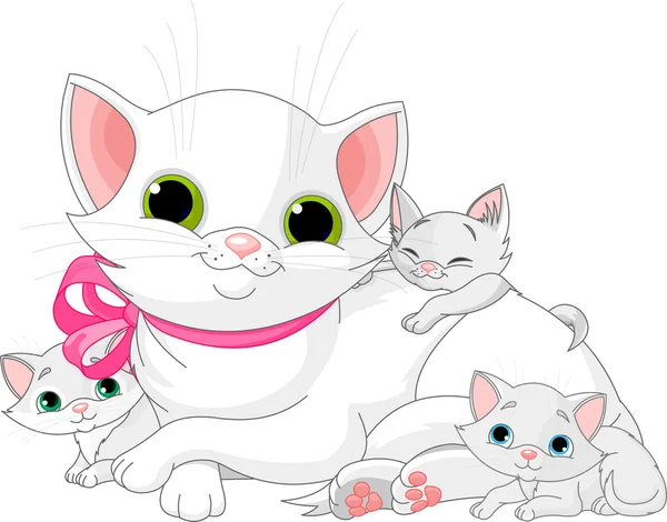 Famille White Cats — Image vectorielle