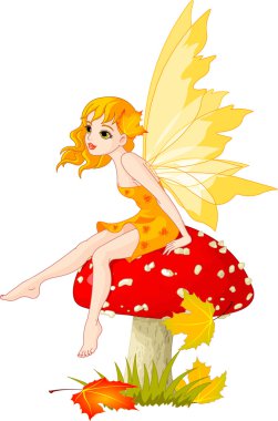 Autumn Fairy on the Mushroom clipart