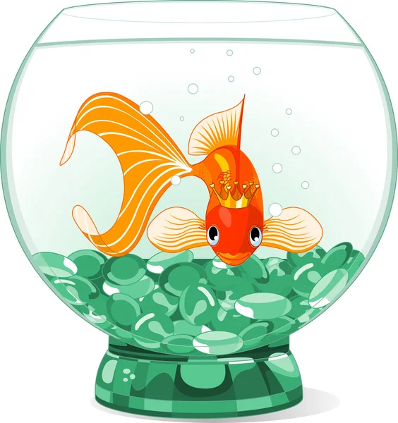 Cartoon Regina dei pesci rossi in acquario — Vettoriale Stock