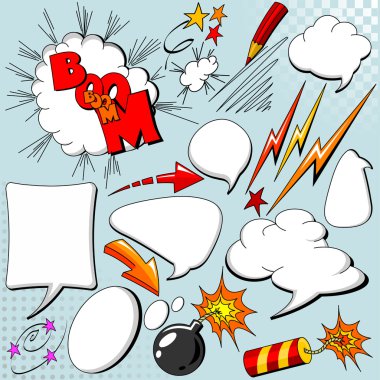 Set of comic elements clipart