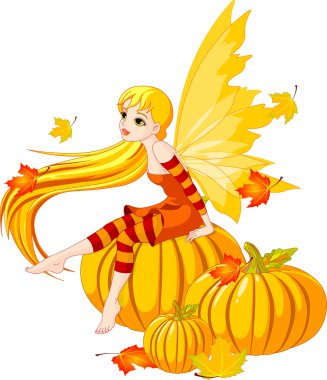 Autumn Fairy on the Pumpkin clipart