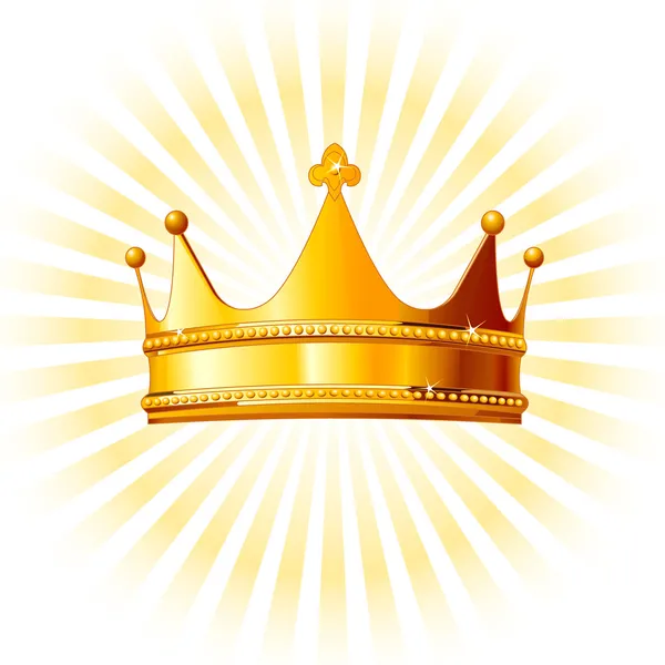 Golden crown on glowing background — Stock Vector