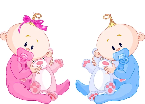 Bebés gemelos — Archivo Imágenes Vectoriales