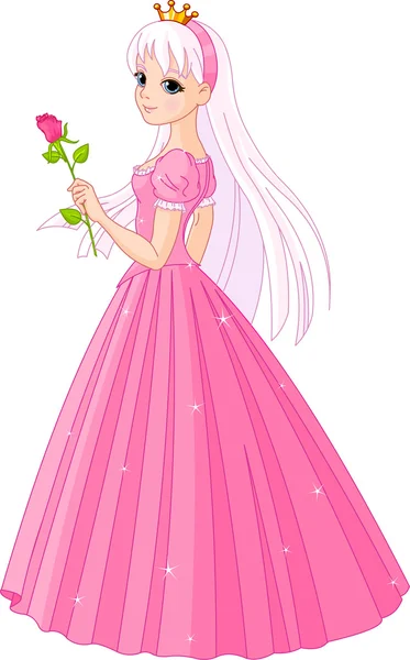 Krásná princezna s růží — Stockový vektor